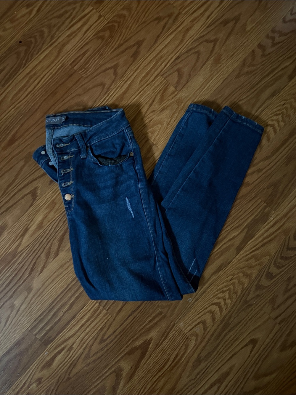 Just USA Dark Blue Skinny Jeans with Button-Fly